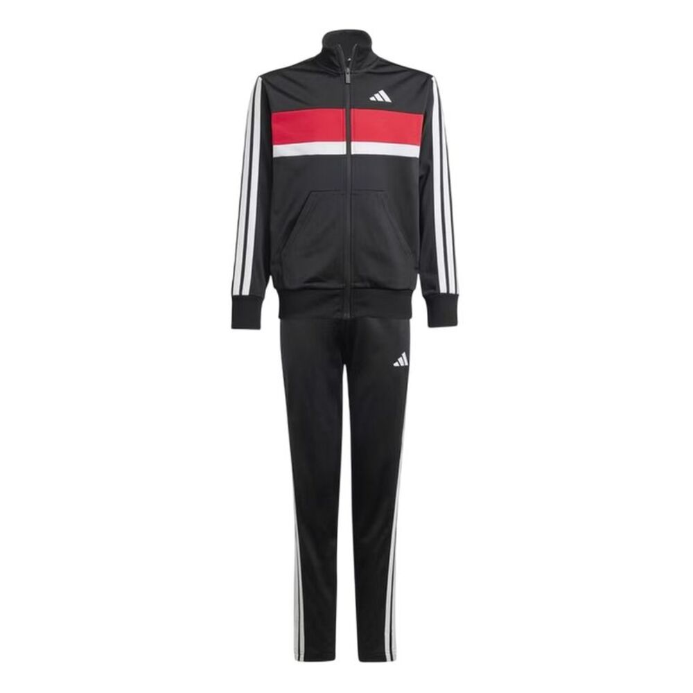 Adidas Childrens/Kids Essentials Tiberio Colour Block Tracksuit / Black/Red